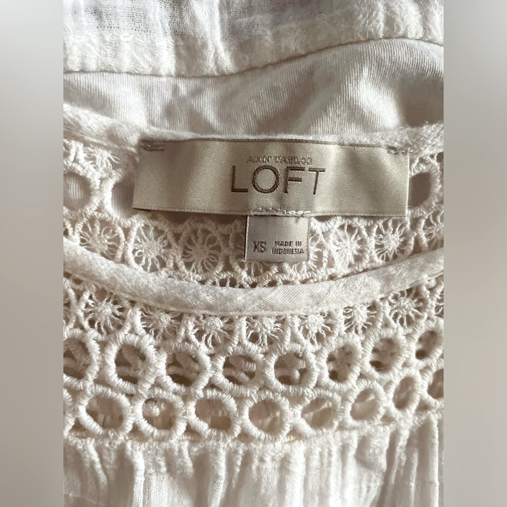 Ann Taylor LOFT Sleeveless Top with Open Crochet Shoulders